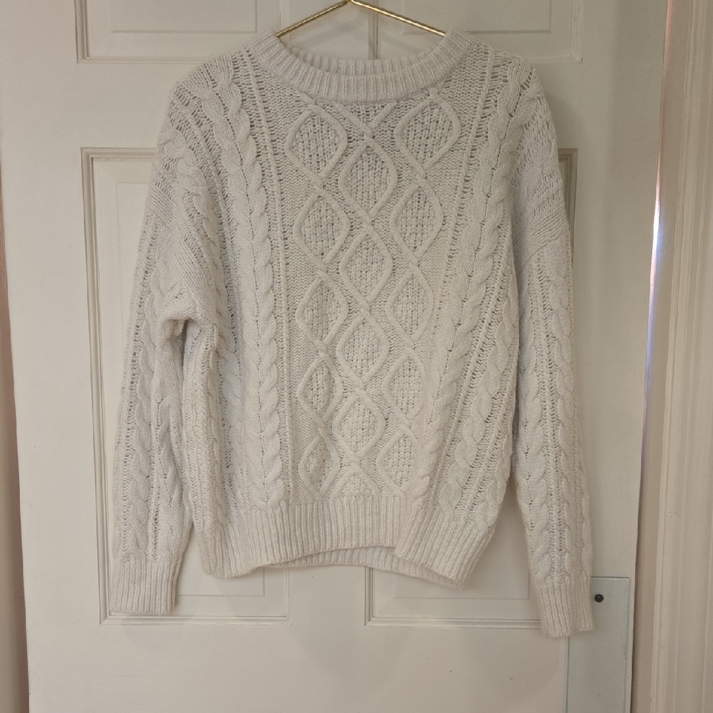 Daily Drills White Cable Knit Sweater